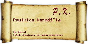 Paulnics Karméla névjegykártya